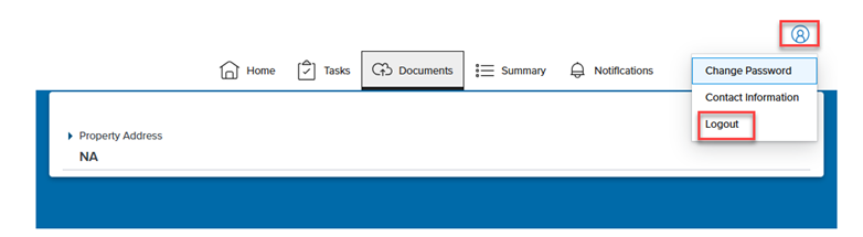 Create account step 8 image Image of the location for the log out option