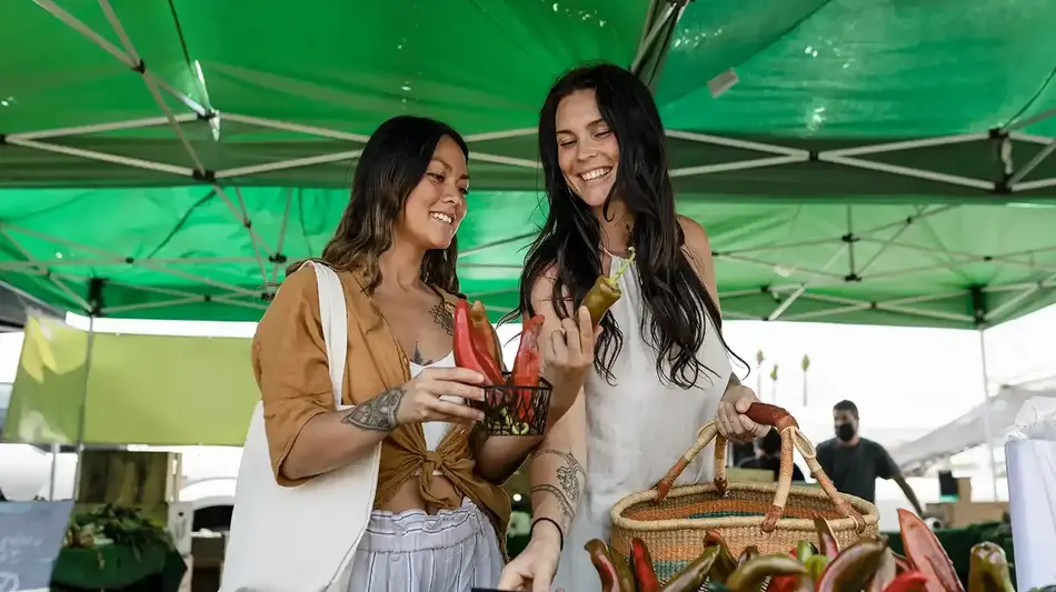 Women at a farmer's market