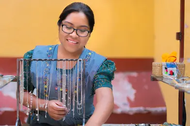 Woman selling jewelry