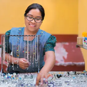 Woman selling jewelry