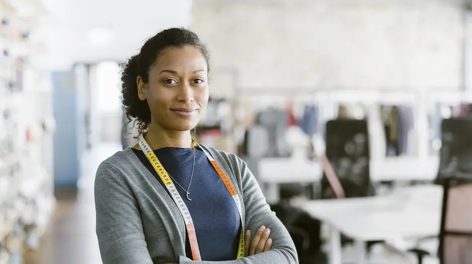 Seamstress in her shop