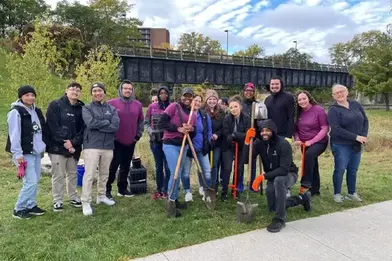 Everwise employee group photo from the annual Day of Giving community volunteering event