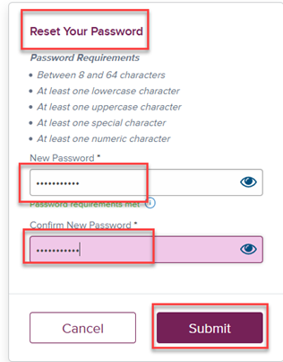 Reset loan portal account step 7 image Create your new password.