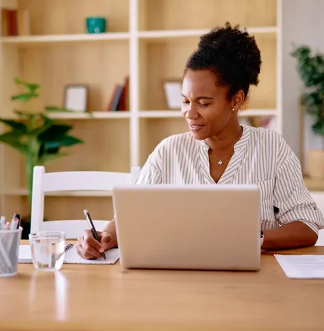 Woman working on a computer
