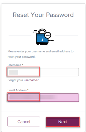 Reset loan portal account step 4 b image Screenshot showing the Resewt Your Password dialogue box.