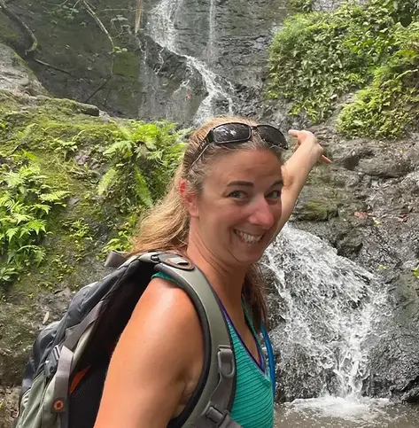 woman excited hike