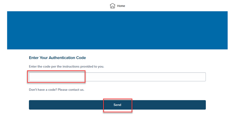 Create account step 6 image Image of authentication code dialogue box