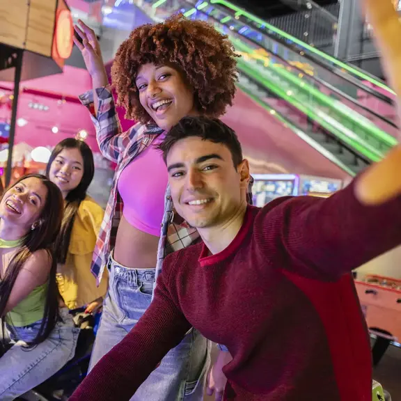 Teens at arcade