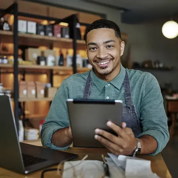 Businessman working on a computer